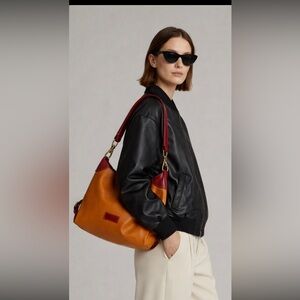 DOONEY & BOURKE Medium Sac Hobo Purse Shoulder Hand Bag Cognac Tan Brown Leather